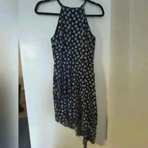 Aqua black rose print dress size s (21)